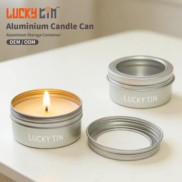 OEM ODM Custom Metal Storage Container Small Round Box Packaging Silvery Candle Aluminium Tins With Lids Transparent Window